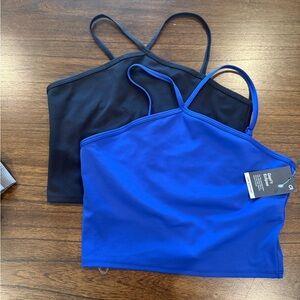 2 GAP Fit Size M Blue/Black Bra Top One Is NWT Sport Yoga Halter Cami Tank